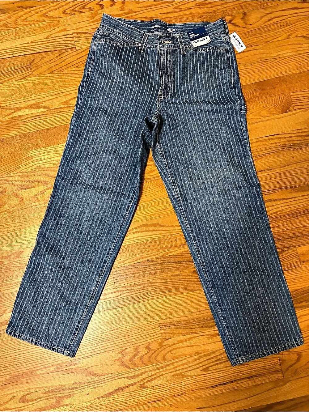 Old Navy High-Rise Rigid OG Loose Pinstripe Jeans Pinstripe Straight Leg Jeans